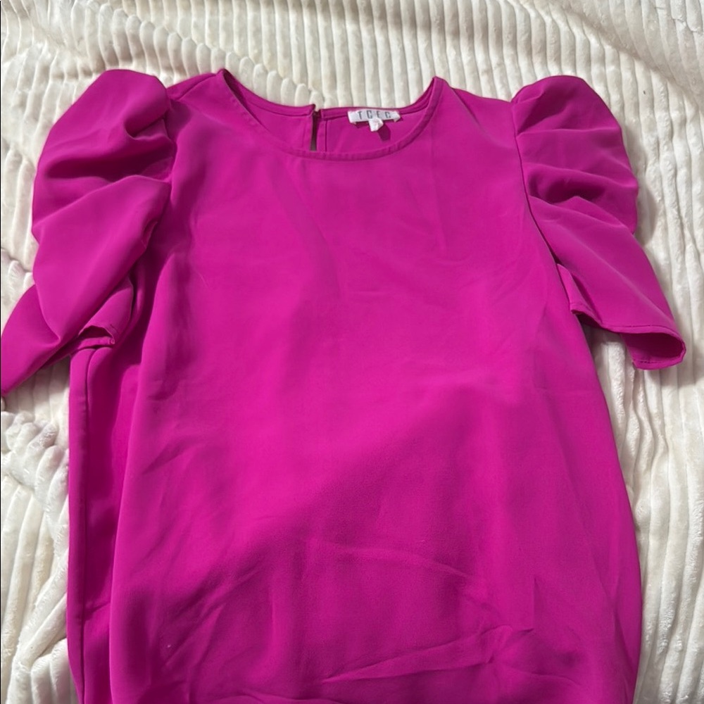 Eloquii Pink Ruffled Short Sleeve Blouse